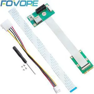 Add On Cards Mini PCI-E to PCI Express 1X Adapter Riser Extension Cord Mini PCIE to PCIE X1 USB 2.0 Card Riser FFC Cable