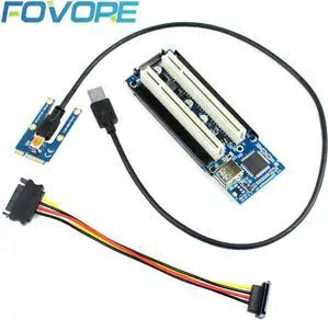 Add Card Mini PCI-E Express X1 to Dual PCI Riser Extend Adapter Card USB3.0 Cable for WIN2000/XP/Vista/Win7/8/LINUX