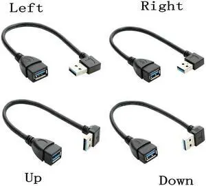 90 Degree USB 3.0 A male to female Adapter  Extension Cable  Extender Fast Transmission  20cm