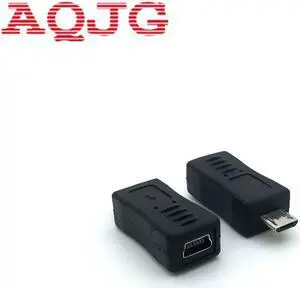 Black Micro USB male to Mini USB Female Adapter Converter Adaptor Promotion! Rotating car audio usb Charger adapter