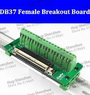 5pcs/lot DB37 DR37 37 pin Female connector to 37P Terminal block adapter converter PCB Breakout 2 Row Din Rail Mounting