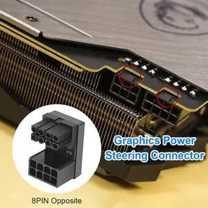 VGA PSU Adapter Elbow Head GPU Power Steering Connector PCI-E 6Pin 8Pin 180 Degree Rotating for Desktop Graphics Video Card GPU