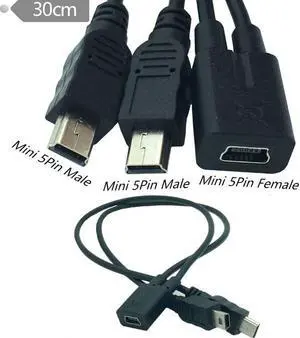 micro / mini usb 5p 1 to 2 Y Splitter Cable USB 2.0 Mini female to  dual Male Converter for Tachograph navigator