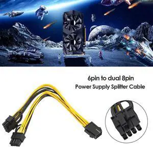 VGA PCI Express Adapter PCI-E 6 Pin to Dual 8 Pin Power Splitter Cable Flexible Riser Card Extension Port Adapter