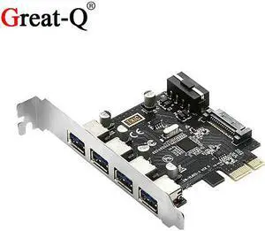 4 ports  Usb 3.0  PCI Express  riser Combo card pcie adapter HUB  with 4PIN SATA 15p Power supply  For Desktop PC