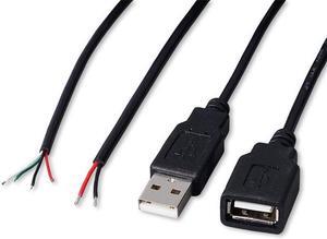 0.3m/1m/2m Power Supply Cable 2 Pin USB 2.0 A Female male 4 pin wire Jack Charger charging Cord Extension Connector DIY 5V line