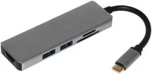 5-in-1 Type-C HUB 4K HDMI-compatible USB3.0  SD TF Laptop Docking Stations Aluminium Alloy