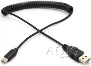 1m/3.3ft USB 3.1 Type-C Male to Male Data Transfer Sync Cable Type C M/M Fast Charging Cord Spring Wire Line for Macbook PC