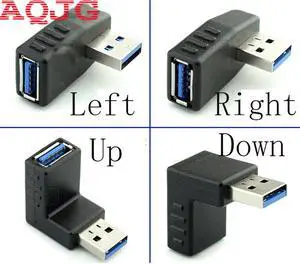 90 degree USB 3.0 A male to female Left and right angled adapter USB 3.0 AM/AF Connector for laptop/PC Computer Black