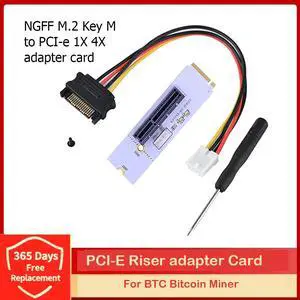 NGFF M2 to PCI-e 4X 1X Slot Riser Card Set M2 Key M to PCIe X4 Adapter with LED Voltage Indicator for NVME for Miner Mining