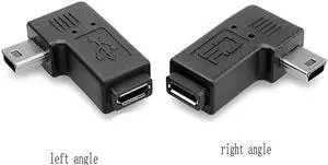 Great-Q  10pcs 90 degree right / left  angled MINI USB male to MICRO USB female adapter conveter adaptador