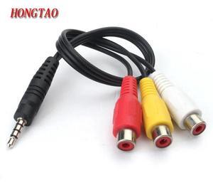 High Speed  3.5 mm Male Jack To 3 RCA Female Plug Adapter Audio Converter Video AV Cable Wire Cord  2.5mm to RCA  Wholesale