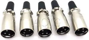 5 Male 5 Female 3Pin XLR Jack Microphone MIC Audio Connectors Plugs for DIY Cable Male Female Connector Plug Set Gold Pl