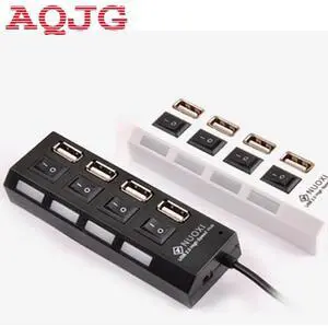 USB2.0 Hub Four 4 Port USB hubs Splitter with Separate Switch 480Mbps USB2.0 Hight-Speed for Pc Mac Computer Laptop Usb
