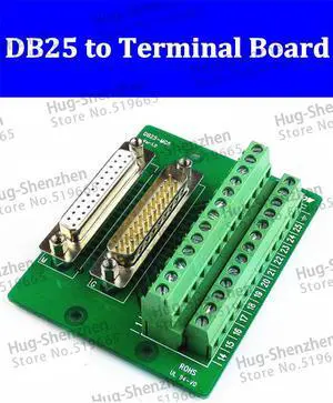 Connector DB25 D-SUB male female Rail DIN mount Terminal breakout board