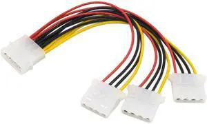 4 Pin Molex Male to 3 port Molex IDE Female Power Supply Splitter Adapter Computer 4Pin IDE Power Cord
