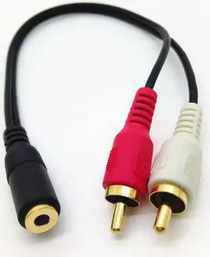 3.5mm Stereo Audio Female Jack to 2 RCA Male Socket to Headphone 3.5 Y Adapter Cable