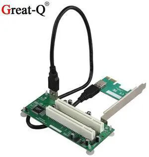 PCIE to dual PCI Adapter Converter X16 PCI Express  Slot Expansion Card with usb3.0 cable