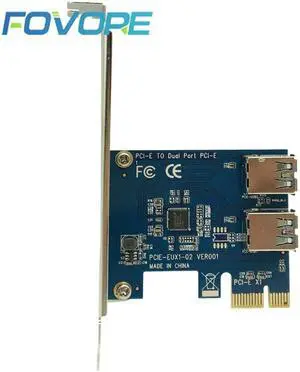 2 Slots PCIE 1 to 2 PCI Express 16X Slot External Riser Card Adapter Board PCI-e Port Multiplier Card for Bitcoin Mining Machine