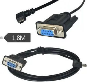 Angled Mini USB 2.0 Male to RS232 DB9 9Pin Female Adapter Extension  Cable 6Ft 1.8m
