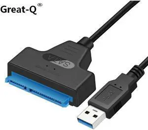 Great-Q   arrival 20cm length Usb 3.0 To SATA III 22 Pin 2.5 Inch Hard Disk Driver SSD Adapter Cable with LED for pc laptop