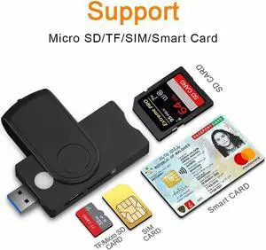 USB 2.0 Smart Card Reader micro SD/TF memory ID Bank EMV electronic DNIE dni citizen sim cloner connector adapter
