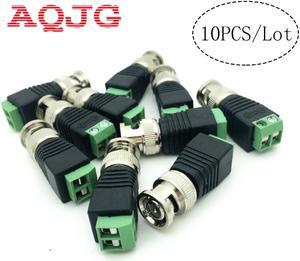 10Pcs/lot Coaxial Coax CAT5 BNC Male Connector for CCTV Camera Security System Surveillance Accessories  Arrival