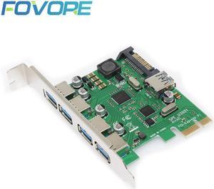 Add On Cards 5 Port USB 3.0 PCIe Expansion Card PCI-E USB Adapter PCI E PCI Express X1 USB 3 Controller USB3 Card