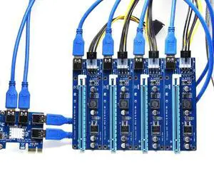 PCIE PCI-E PCI Express 1X to 16X Riser Card 1 to 4 USB3.0 Multiplier Hub Adapter for Bitcoin Mining Miner Mining Device