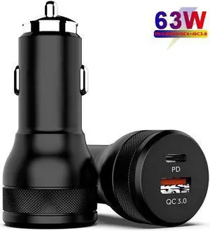 63W Fast Car Charger USB-C 45W PPS/PD Quick Charging Adapter For iPhone 12 Pro Max 11 XS Max SAMSUNG S21 Ultra Note 20 QC3.0 4+