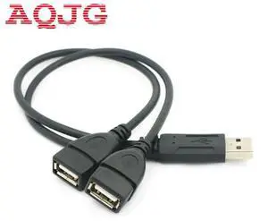 1PC USB 2.0 A 1 male to 2 Dual USB Female Data Hub Power Adapter Y Splitter USB Charging Power Cable Cord Extension Cable 39CM