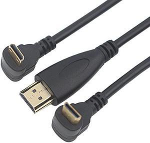 90 Degree Mini HDMI-compatible   Angle Male to HDMI-compatible  Male Cable For HDTV 1080p PS3 Evo HTC Vedio Goldpalted 0.5m