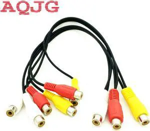 3RCA Female to 6 RCA Female Cable  Y Splitter Video Adapter Yellow to White+Red 20cm 1Pcs