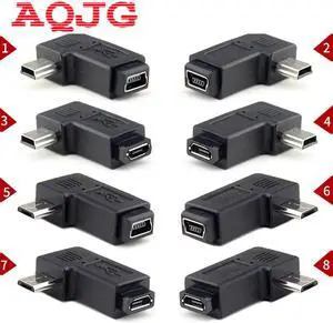 90 Degree Left & Right Angled Mini USB 5pin Female to Micro USB Male Data Sync Adapter Plug Micro USB To Mini USB Connector