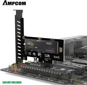 AMPCOM M.2 NVMe SSD Express Card M Key to PCIE 4.0 X4 Adapter External SSD Support 230-2280 Size M.2 FULL SPEED