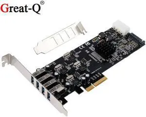 Supper speed 20G PCIe 4X to 4 channel USB 3.0 Expansion card PCI Express Riser Card Controller Adapter Converter