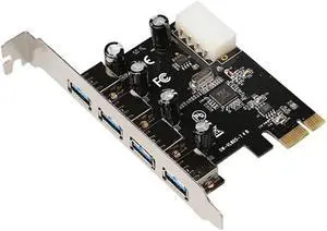USB 3.0 Expansion Card 4pin Powered PCI-E to USB Adapter Board with 4 Ports Computer Mining Accessory