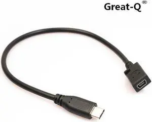 Great-Q 25cm USB3.1 Type-C Male To Mini  USB 2.0 5Pin Female Data Cable type c Cord Nexus 5X 6P