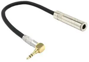 3.5 Male Plug Jack Stereo to 6.35 Female Stereo Extension Cable Angled Audio Line cable  0.3M