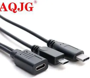 2 in 1 Micro USB Female to USB-C Type C USB 3.1 type-c & Micro USB Male Splitter Extension Charge charging charger Y Cable