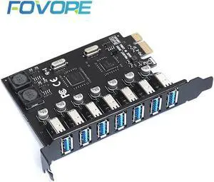 USB 3.0 PCI-E Expansion Card Adapter 7 Ports USB 3 Adapter External Controller USB3 PCIE Extender PCI Express Card for Desktop