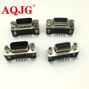 5pcs DB9 Female Male PCB Mount D-Sub 9 pin PCB Connector RS232 Connector 90-degree bent needle DR9