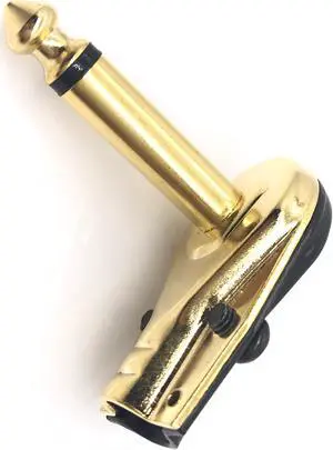 10Pcs Brass Gold Plated 6.35 mm Mono 2Pole Jack 90Degree Right Angle L Type Plug 6.35mm Guitar Phono Pancake 1/4 Inch Connector