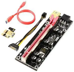 009S-PLUS Wholesale USB 3.0 PCI-E pci e Riser Express 1X  Extender Riser Adapter Card SATA 15pin Male to 6pin Power Cable