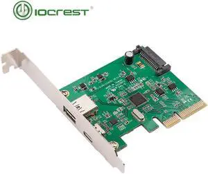 IOCREST PCI Express to USB3.1 USB-C+ USB3.1 Type-A host controller card up to USB3.1 Gen-II 10Gbps supper speed+ ASM3142 Chipset