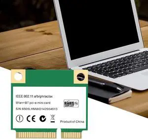 1Pcs  Half Mini PCI-E 3000Mbps WiFi 6 Wireless Network Card Bluetooth 5.0 Network 802.11ax/Ac 2.4Ghz/5Ghz Adapter MU-MIMO