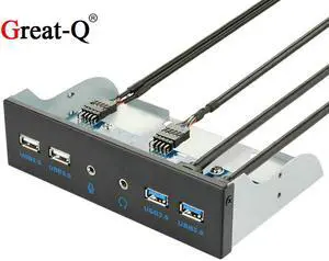 5.25 Inch Front Panel with 2-port USB3.0 2-port USB2.0 and HD Audio Port  Desktop PC Case Internal 20 Pin Connector