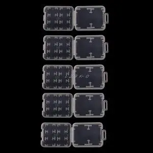5PCS 8 in 1 Plastic Transparent Standard SD SDHC Memory Card Case Holder Box Storage