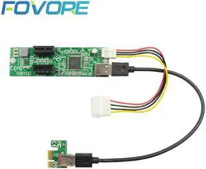 PCIE Expansion Card 1 to 2 PCI-e x1 Slot Riser Card Converter Adapter USB3.0 Data Cable IDE 4pin Power Supply for PC Desktop
