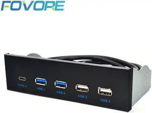 5.25 Inch USB 3.1 GEN2 Front Panel USB Hub 2 Ports USB 3.0 + 2 Ports USB2.0 + 1 Port TYPE-C with TYPE-E Connector for Desktop PC